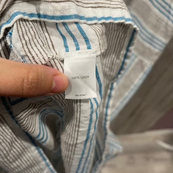 J Jill Love Linen Stripe A Line Knee Length Dress With Pockets Womens Size Large - Picture 5 of 7